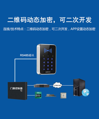 CR02S4-对接RS485键盘二维码门禁读卡器